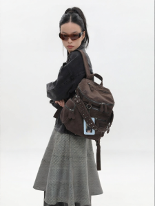 JANDRESS | Suede Brown Commuter Motorcycle Backpack