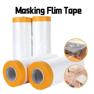 Pre Taped Masking Film Painters Plastic Sheeting Film Tape Car Paint Masking Film Automotive Painting Covering Furniture Tapes