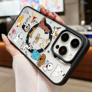 Luxury Magnetic Animal Phone Case For iPhone 17 Pro Max 16 13 11 15 14 12 17promax Shockproof Acrylic Matte Cover With Lanyard