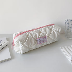 Hisocute Creamy Style Student Stationery Storage Bag Soft Fresh Makeup Bag Candy Color Polyester Pure Color Daily Learning Supplies