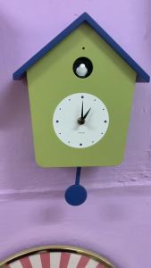 Karlsson Wall clock L. 34.5cm Cuckoo Light plastic ochre yellow w. misty blue (Pendulum)