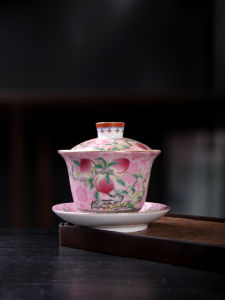 Elegant Enamel Court Style Ceramic Tea Bowl Cover Cup Dehua White Porcelain Large Size Sancai Tea Bowl for Brewing Tea