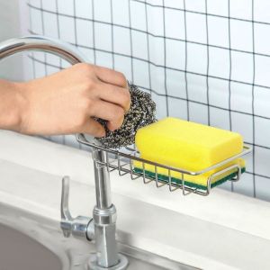 IRhea Stainless Steel Sink Faucet Hanging Storage Rack Holder Sponge Bathroom Kitchen Shelf Drain rack