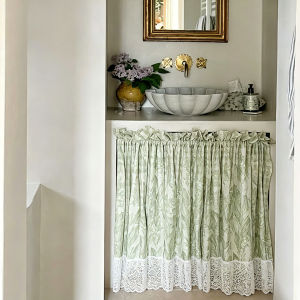 Bathroom Vanity Cover Curtain Non-Drilling Installation Cloth