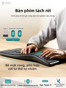 Hinomi | Ergonomic Silent Dual-Bluetooth Rechargeable Wireless Keyboard