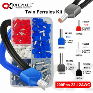 Ferrule Crimp Tool Set Insulated Cable Pin End Terminals Connectors 0.5-10mm² Twin Wire End Sleeves for Electrical Panel Wiring