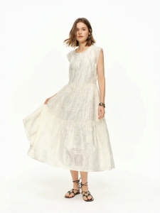 DUSHU | Bohemian Style Sleeveless White A-Line Vest Dress