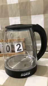 Teko Elektrik Kettle 2L Kaca + Stainless Steel Pemanas Air Electric Kettle Otomatis-SR-0604