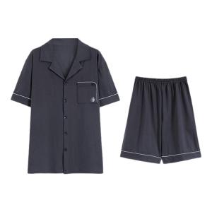 MiiOW | 100% Pure Cotton Antibacterial Mens Sleepwear Short Sleeve Shorts Home Clothes Set Comfortable Breathable Summer Collection