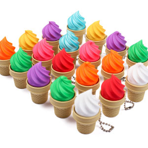 1-10Pcs Printed Ice Cream Cone Stress Relief Mechanical Keyboard Keycap Finger Press Venting Keychain Pendant for Stress Release