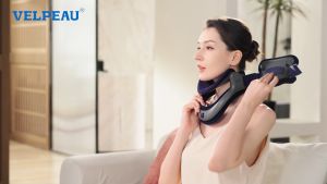 VELPEAU Cervical Neck Traction Device Adjustable Neck Support Brace for Men & Women Neck Stretcher for Pain and Decompression Relief Posture Corrector（Foam Pads Version)