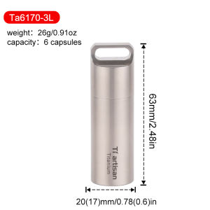 Tiartisan Pure Titanium Mini Sealed Pill Box Waterproof Keychain Outdoor Camping Ultralight Portable Polished Surface EDC Tools