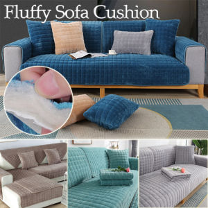 Fluffy Sofa Cushion Plush Sofa Mat Universal Full Cover Non-slip Thicken Fabric Soft Sofa Cuhsion