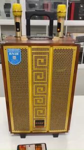 Loa di động Bluetooth chính hãng BNIBBNIB-12 bass 30 cm- 3 đường tiếng thùng gỗ cao cấtặng 2 mic không dây sóng UHF hút âm hát nhẹ