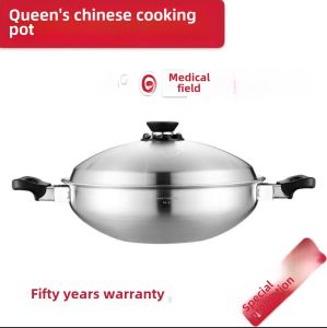 Royal Philips Queen Wok Chinese Style Non-Stick 304 Stainless Steel No Coating 316 Steamer Hog Foot Pot for Gas And Induction Stoves
