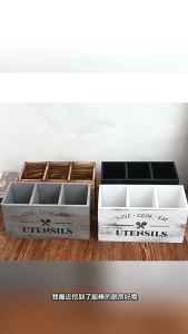 3 Slot Wooden Cutlery Holder Kitchen Utensil Organizer Knife Fork Spoon Chopstick Storage Drainer Kitchen Countertop Organizer Rack
