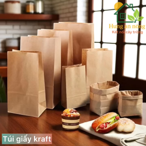 Sét 50 túi giấy xi măng túi kraft đáy phẳng dùng đóng gói hàng hóa trong kinh doanh online túi mù....