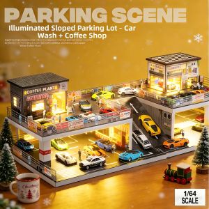 Mô Hình Bãi Đỗ Xe Có Đèn 1:64