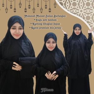 Mukena Setelan Berlengan Rayon Premium Mukenah Potongan Ada Lengannya Telekung Wanita Dewasa
