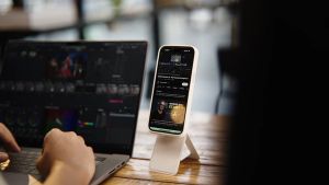 Magnetic Phone Tripod – Foldable Desktop Stand Compatible with MagSafe Adjustable Angle for iPhone 15 14 13 12 Pro Max Plus Portable Selfie Stick Tripod with Strong Magnet