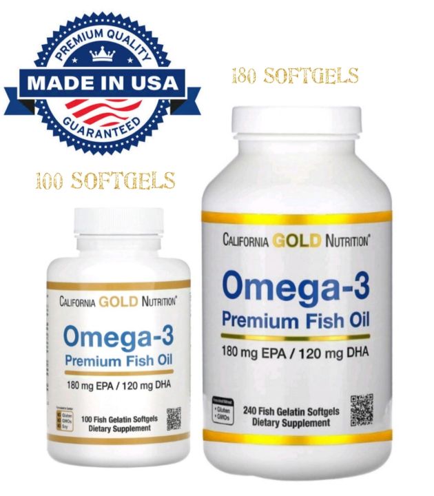 California Gold Nutrition Omega-3 Premium Fish Oil ,180 EPA/120 DHA,100 ...