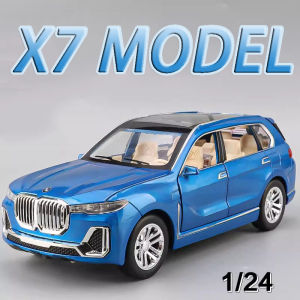 1:24 X7 Miniature Toy Model Cars Alloy Diecast Sound Light Pull Back 6 Doors Opened Rubber Tires SUV Ornament Vehicles for Boys