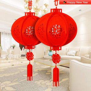 Iloverosemerry Chinese New Year Red Lucky Lanterns Hanging Lanterns 3D Puzzle Lantern Festival Decorations