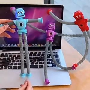 LAKOE Mainan Anak Tabung Teleskopik Pop Tabung Fidget Toys Giraffe Robot Tube Toys Telescopic Suction Cup Jerapah Led