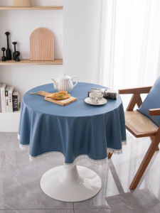 ผ้าปูโต๊ะกลมหนัง PU กันน้ำกันน้ำมันไม่ต้องซักหรูหราเบาๆดูแพงสไตล์ INS ผ้าปูโต๊ะครีมมินิมอล