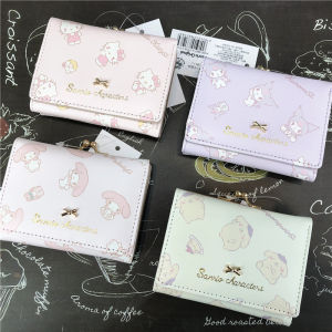 New Kurokos Short Folding PU Wallet for Women Casual Style Cartoon Print Multi-Functional Card Holder Snap Button Closure