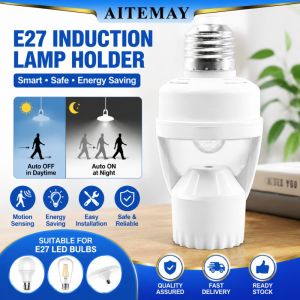 Aitemay E27 cảm biến chuyển động đế đèn 360 ° Cảm ứng cơ thể con người tự động On/Off chui bóng đèn ổ cắm tiết kiệm năng lượng đèn ngủ cho phòng ngủ cầu thang hành lang nhà vệ sinh