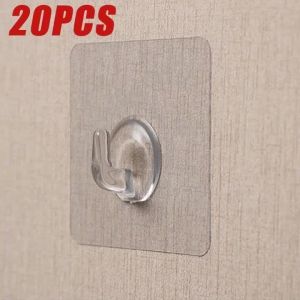 5-30Pcs Transparent Wall-Mounted Hooks Self-Adhesive Door And Wall Hooks Hooks Heavy Duty Rack Kitchen Bathroom Organizer
