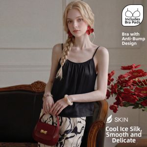 LEZIMENG | Cooling Padded Silky Chemise Sleepwear Set