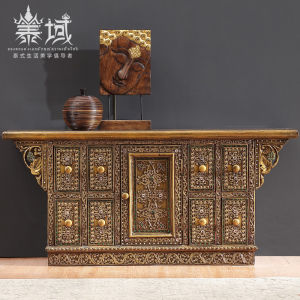 Taiyu Southeast Asian Style Furniture Thai Style Living Room Solid Wood Retro TV Cabinet Thailand Entrance Partition Cabinet