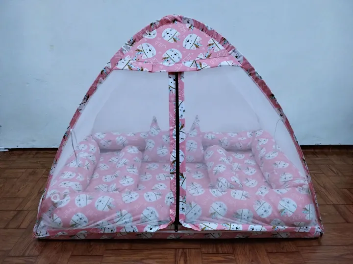 Kasur%20Bayi%20Kolam%20Kulambu%20Tenda%20Motif%20Wild%20Peach%20-%20Image%202