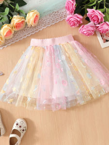 Colorful Tulle Princess Skirt for Girls Short Half-length Spring Summer Autumn Cute Fashionable Breathable Floral Patterned