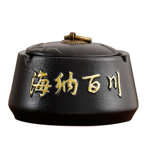 Ashtray with Lid Creative For Home Office Personality Living Room Chinese Style Fly Ash Ceramic Tea Bowl Tea Room Nostalgic Hotel