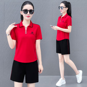 Fashionable Ice Silk Wide Leg Pants Sport Suit Women Summer 2025 New Stylish Youthful Collared Short Sleeve Casual Two Piece Set