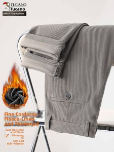 TUCANO | Business Casual Mens Trousers Corduroy No-Iron Straight Leg