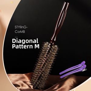 Professional Hairdressing Brush Pig Bristle Hair Curling Comb Womens Style round Brush Hairdryer Comb Hair Salon Curling Comb