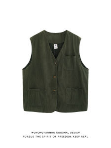 WUKONGYOUHUO | Corduroy Vintage Style Multi-Pocket Workwear Vest