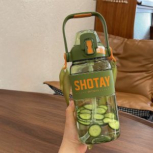 Large Capacity Sport Water Bottle Straw Cup for Office And Outdoor Use Student Portable Big Belly Cup Mens Style Drinking Jug