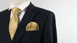 Barry.Wang Gold Beige Yellow Brown Tulip Men Tie Handkerchief Cufflink Set Jacquard Necktie for Male Wedding Business Party