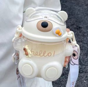 แก้วน้ำทรงกลมพลาสติกความจุขนาดใหญ่สำหรับเด็กและเยาวชน ดีไซน์น่ารัก พร้อมสตริปป์ แก้วน้ำทรงกลมสำหรับเด็ก แก้วน้ำทรงกลมสำหรับนักเรียน