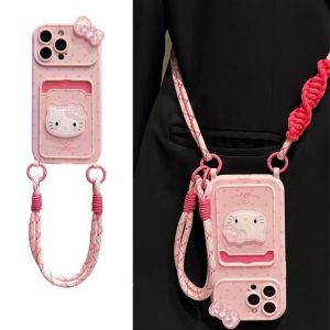 Stereo KT powder polka dot is suitable for Huawei MATE70PRO card bag mobile phone case P80/P70P80PROPLUS h260705
