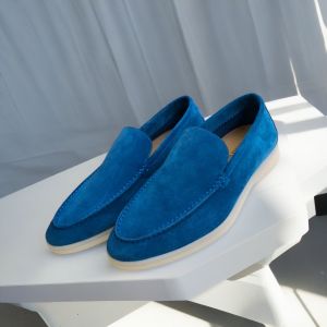Mens Work Casual Loafers Leather Slip-On Shoes round Toe Flat Heel Rubber Outsole British Style Fashion Single Shoes