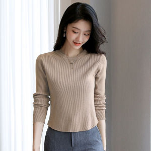 Slim Fit Short Knitted Sweater Womens Long Sleeve Thin Autumn Winter Fashion Inner Wear Comfortable Breathable Base Shirt