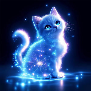 Huacan Full Square Round Dril Diamond Painting Neon Starlight Cat Diamond Embroidery Animal Landsacape New Collection Gift
