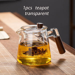 600ml Glass Tea Kettle With Removable Infuser Teapot Blooming And Loose Leaf Tea Maker Heat-resistant Teapot With Wood Handle