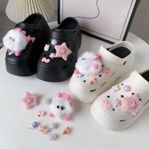 9Pcs Crocs Jibbitz Charms Dễ Thương Sang Trọng Phim Hoạt Hình Màu cục bông khóa giày Trang Trí Cho Crocs